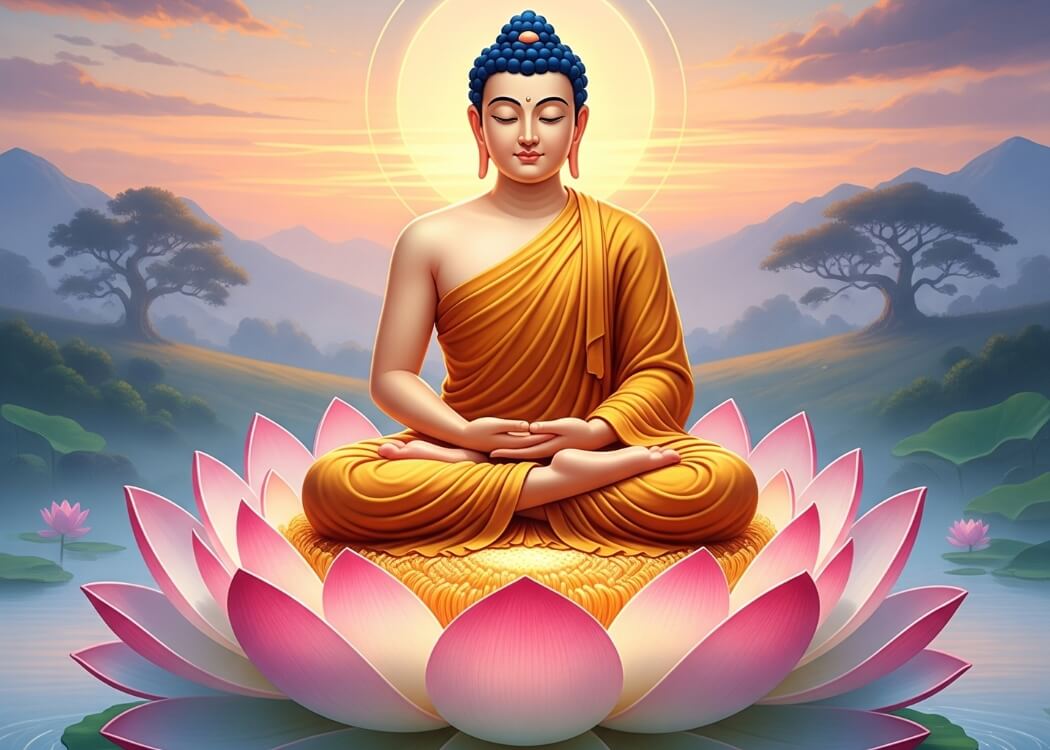 Budha sitting on Lotus - symbolizes Karma healing
