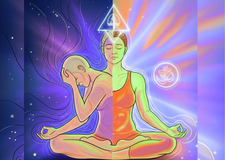 A person transforming from stress and anxiety into a vibrant, healthy version of themselves, symbolizing emotional healing and holistic wellness